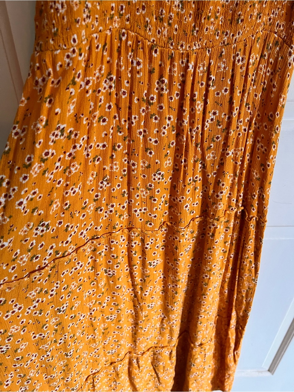 Women's Spaghetti-Strap Maxi Dress in Mustard Floral cottagecore M - Picture 8 of 8